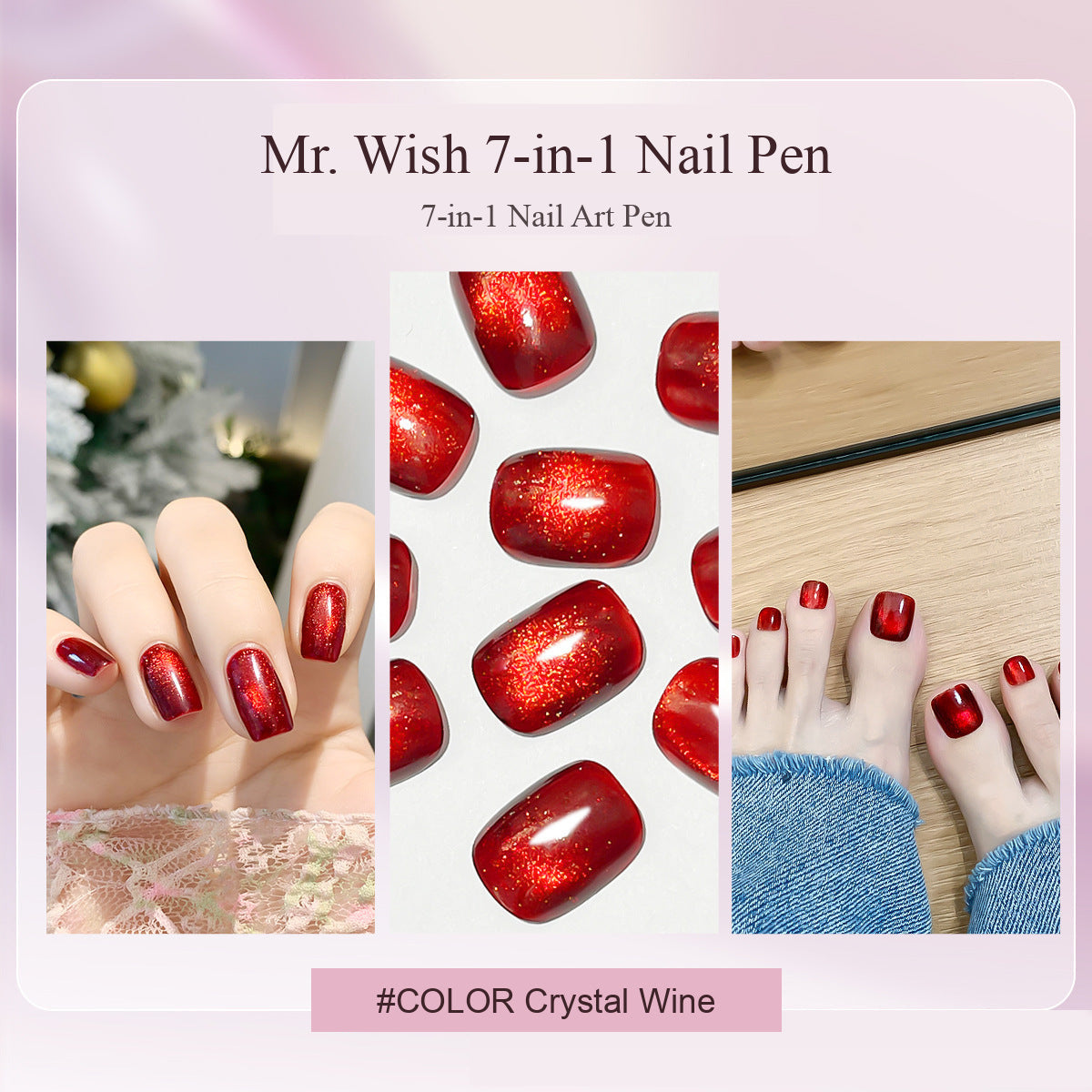 MR WISH Magnetic Cat Eye Nail Pen - Crystal Wine