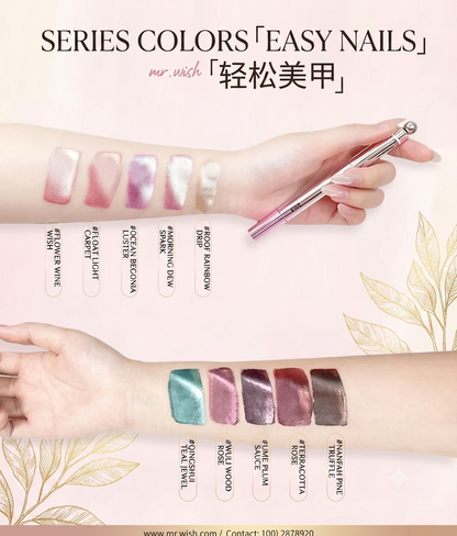Fashionable cat eye nail manicure using MR WISH nail pen