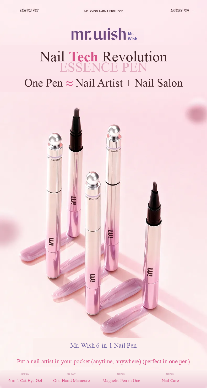MR WISH 7 in 1 Cat Eye Nail Pen creating salon quality magnetic nail effects at home
